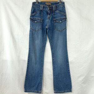 TOMMY JEANS HILFIGER Y2K Blue Denim Low Rise Cargo Flare Bootcut Jeans Women's 1